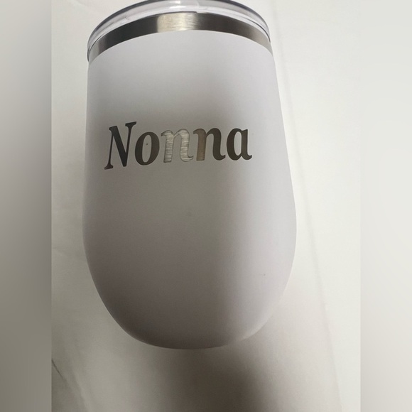 POLAR CAMEL 12oz INSULATED STEMLESS WINE CUP.   WHITE MONOGRAMMED “NONNA” - Picture 2 of 7
